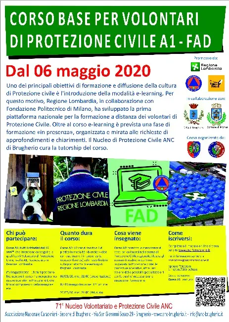 Manifesto 3° corso base volontari protezione civile brugherio